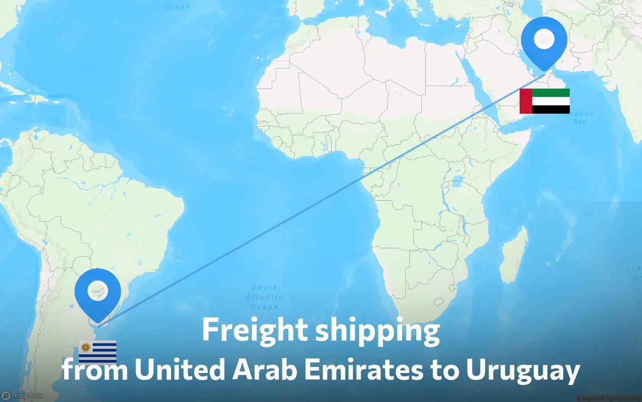 Shipping route from United Arab Emirates to Uruguay