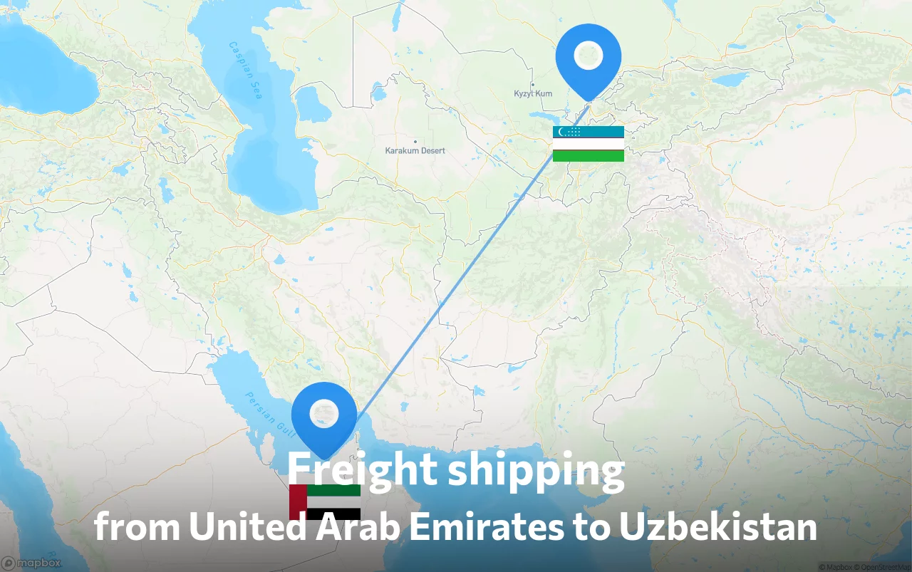 Shipping route from United Arab Emirates to Uzbekistan