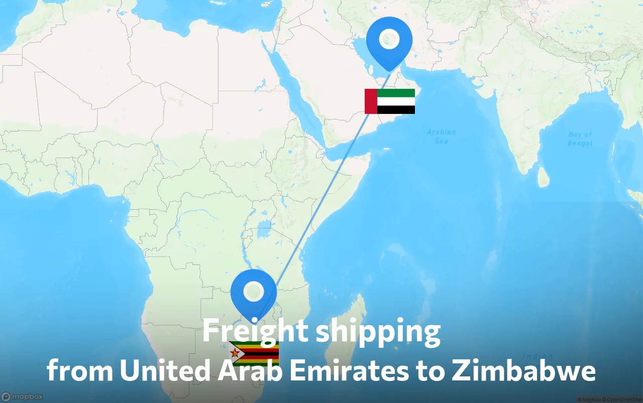 Shipping route from United Arab Emirates to Zimbabwe