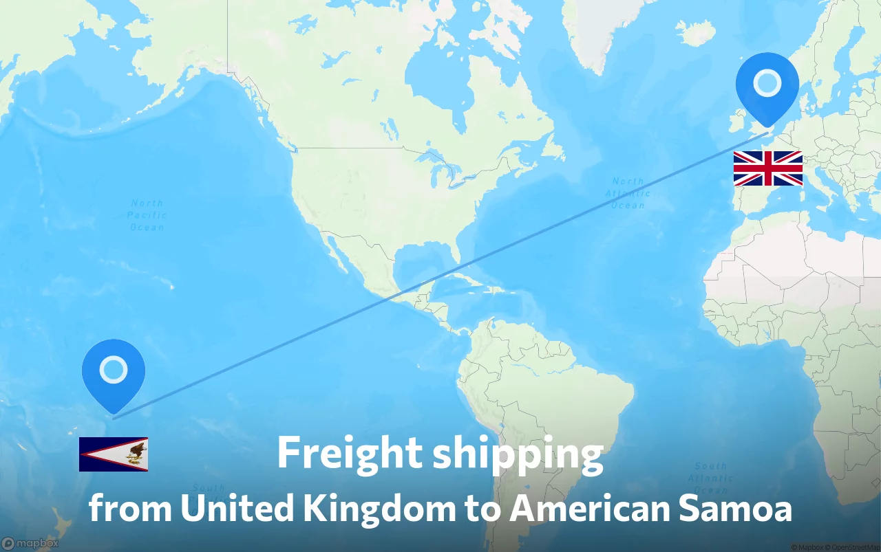 Shipping route from United Kingdom to American Samoa