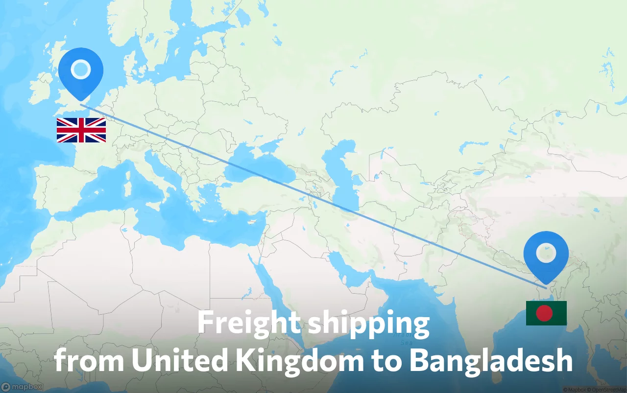 Shipping route from United Kingdom to Bangladesh
