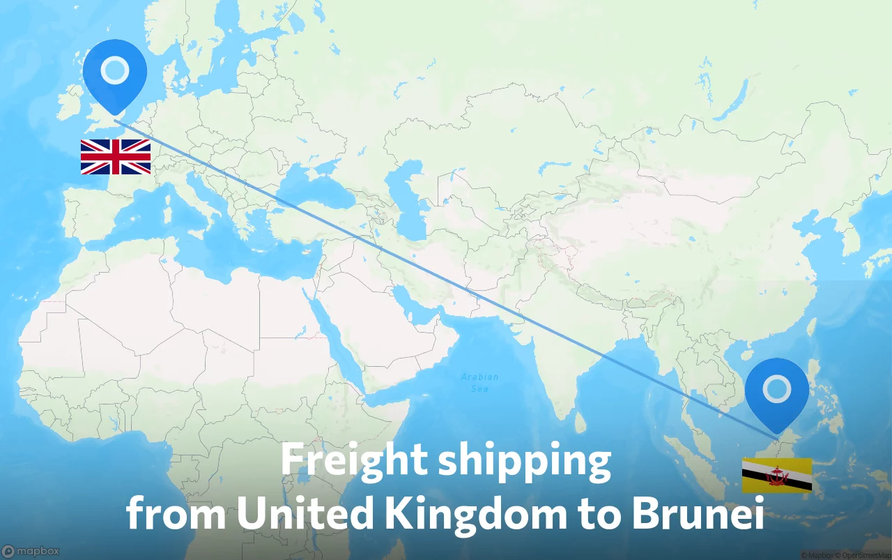 Shipping route from United Kingdom to Brunei