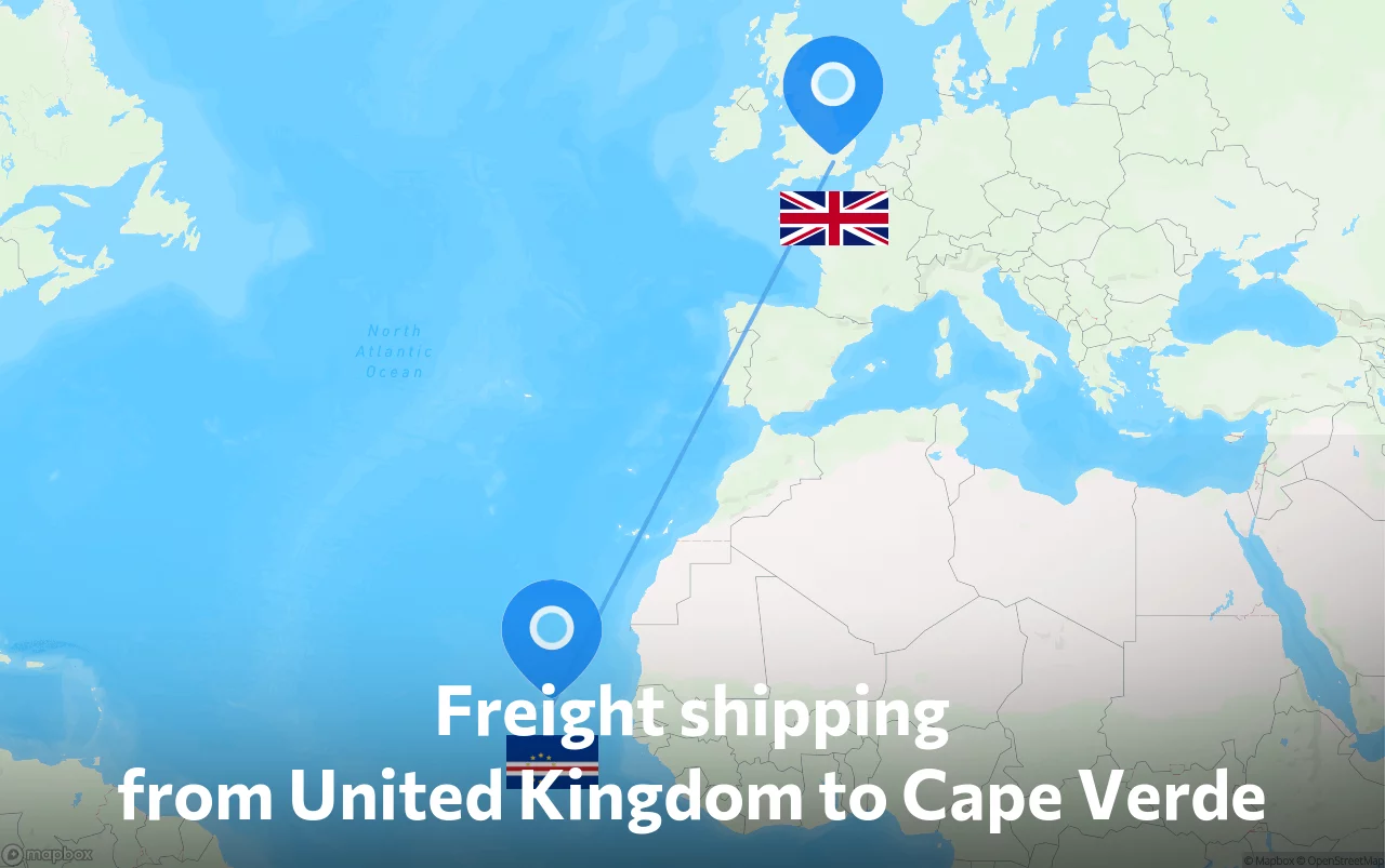Shipping route from United Kingdom to Cape Verde