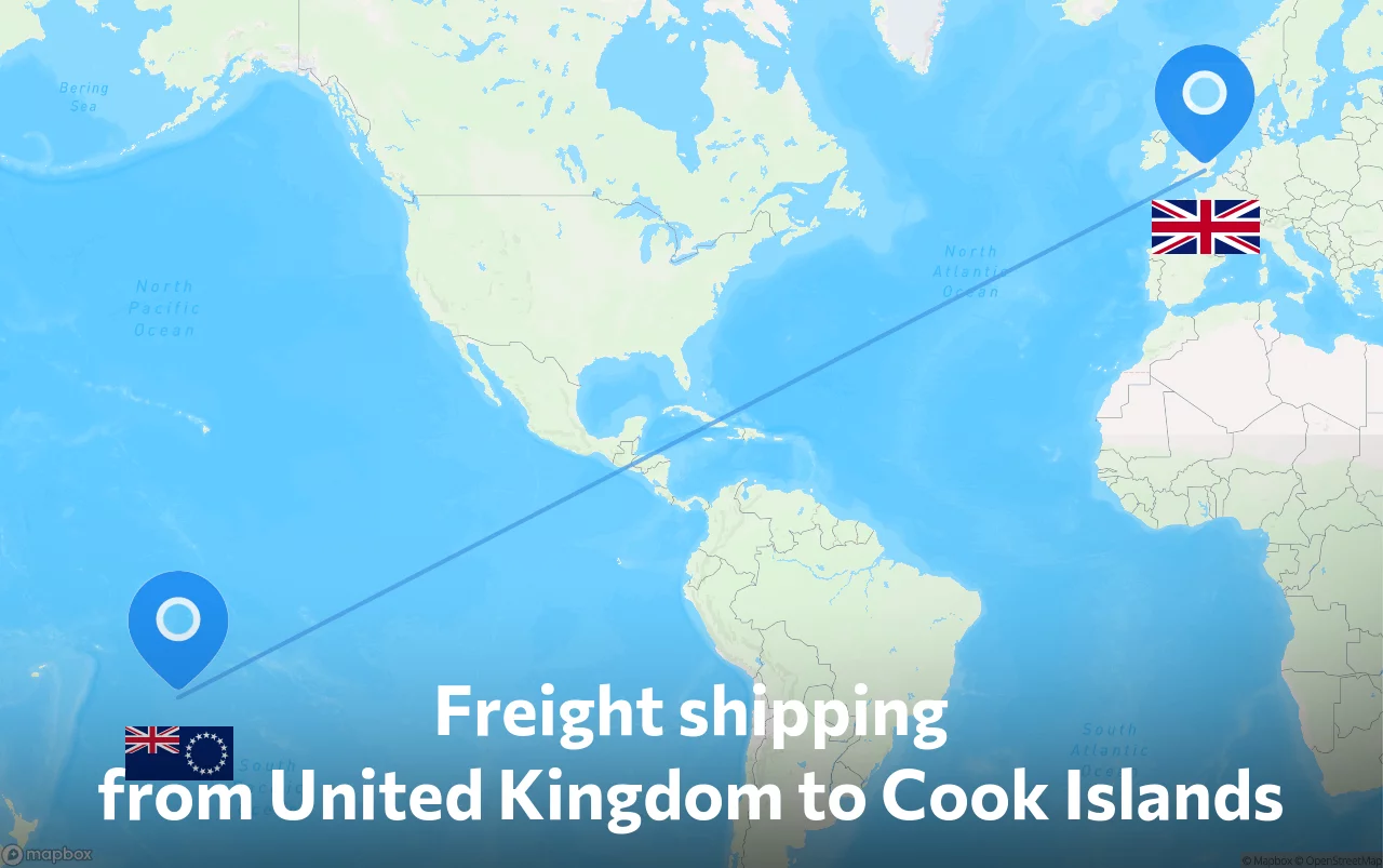 Shipping route from United Kingdom to Cook Islands