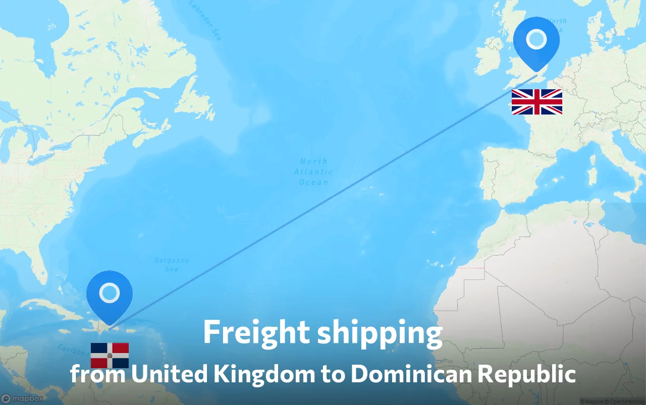 Shipping route from United Kingdom to Dominican Republic