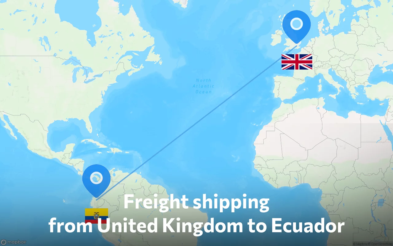 Shipping route from United Kingdom to Ecuador