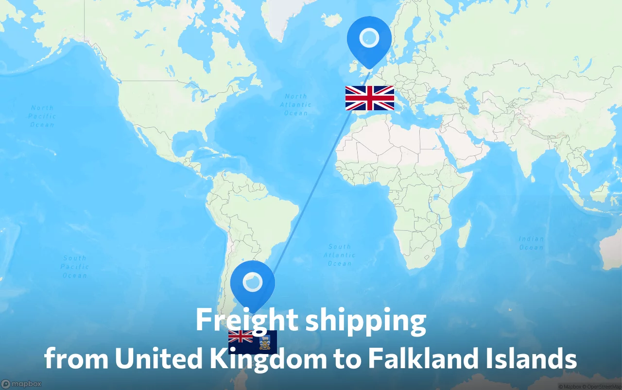 Shipping route from United Kingdom to Falkland Islands