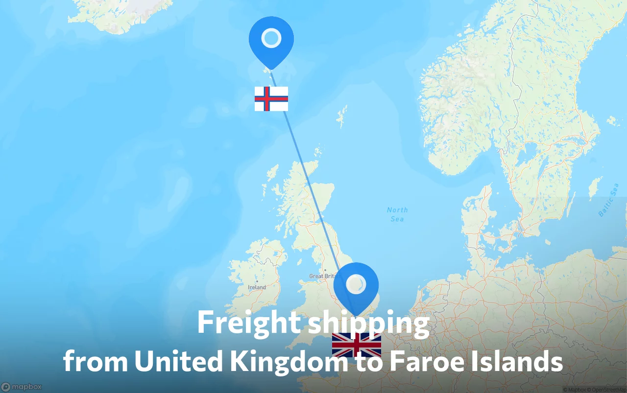 Shipping route from United Kingdom to Faroe Islands