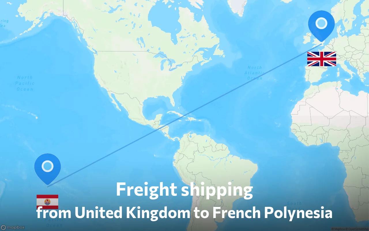 Shipping route from United Kingdom to French Polynesia