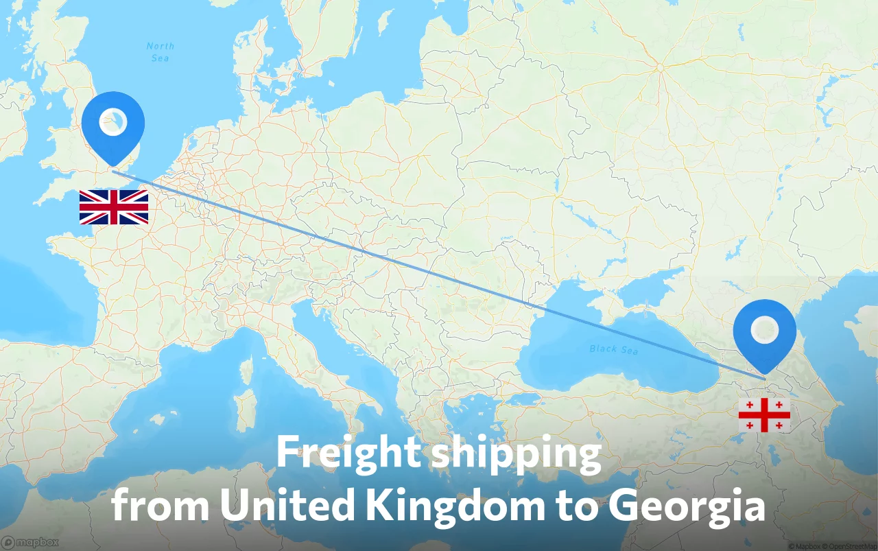 Shipping route from United Kingdom to Georgia