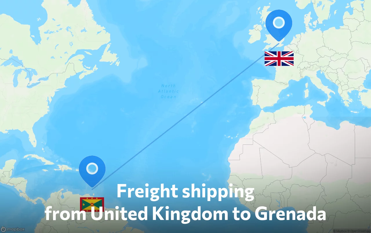 Shipping route from United Kingdom to Grenada