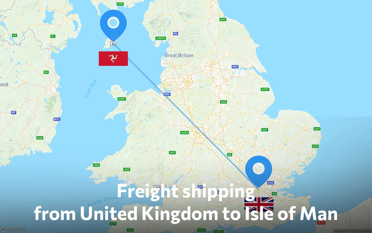 Shipping route from United Kingdom to Isle of Man
