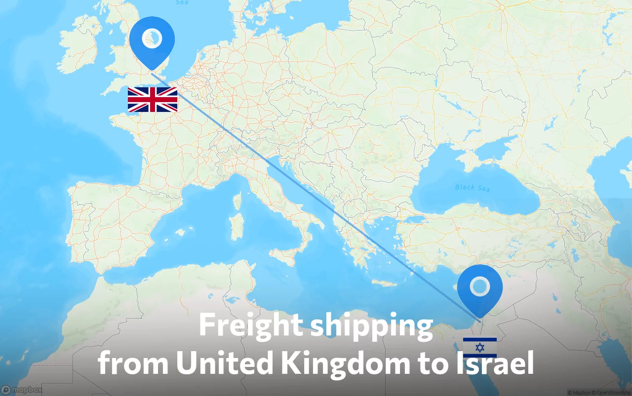 Shipping route from United Kingdom to Israel