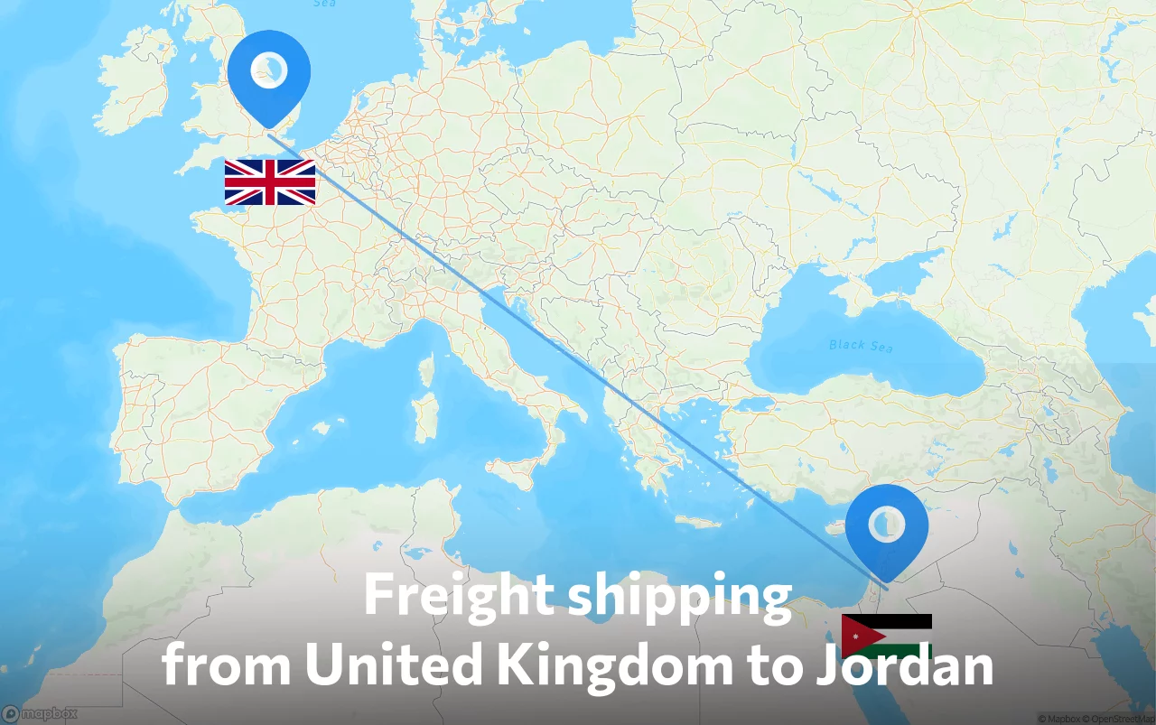 Shipping route from United Kingdom to Jordan
