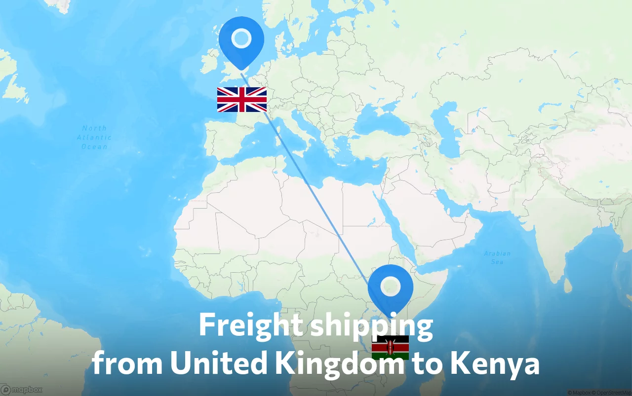 Shipping route from United Kingdom to Kenya