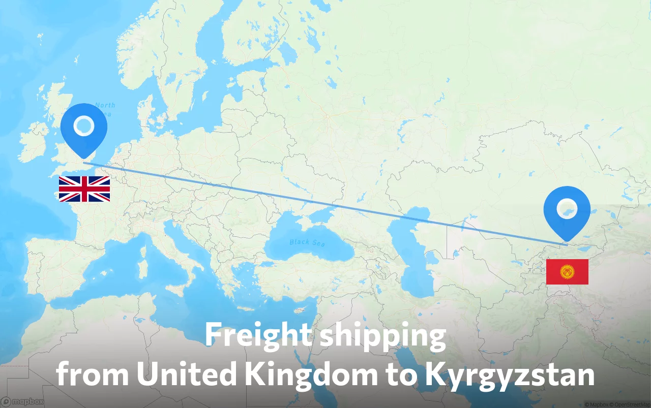 Shipping route from United Kingdom to Kyrgyzstan
