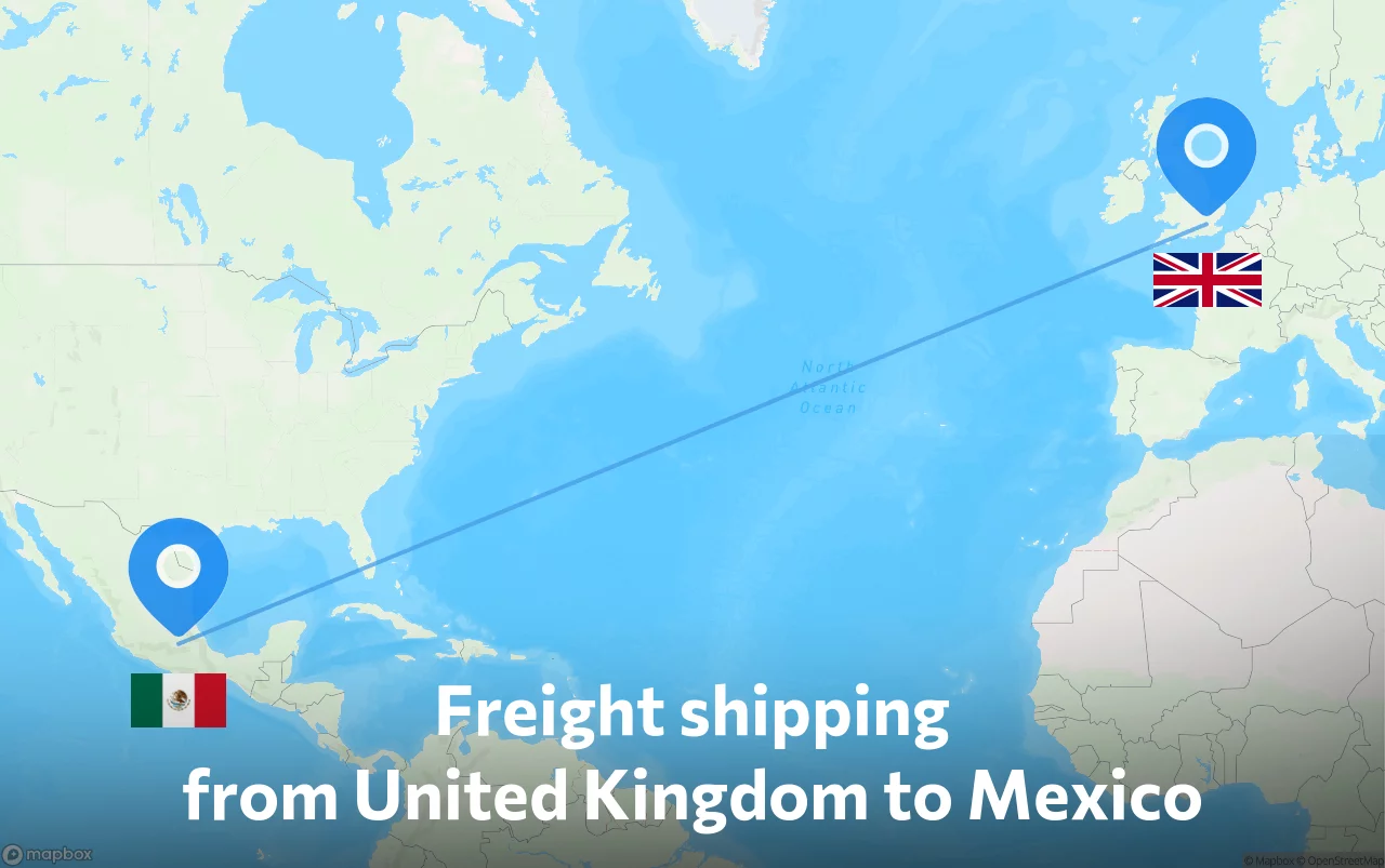 Shipping route from United Kingdom to Mexico