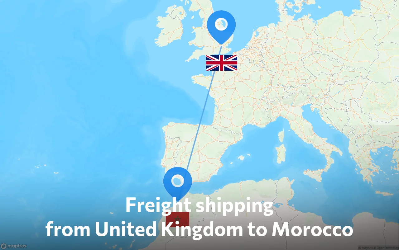 Shipping route from United Kingdom to Morocco