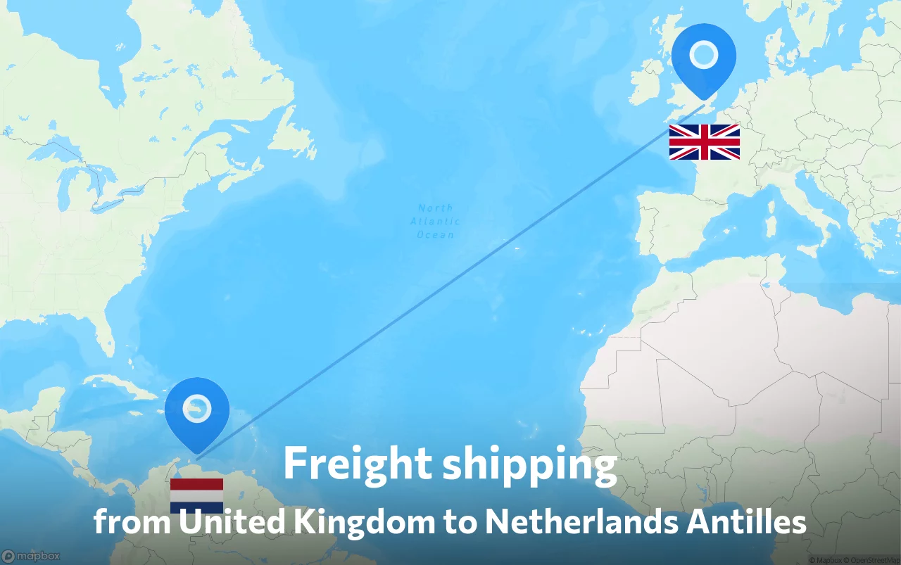 Shipping route from United Kingdom to Netherlands Antilles