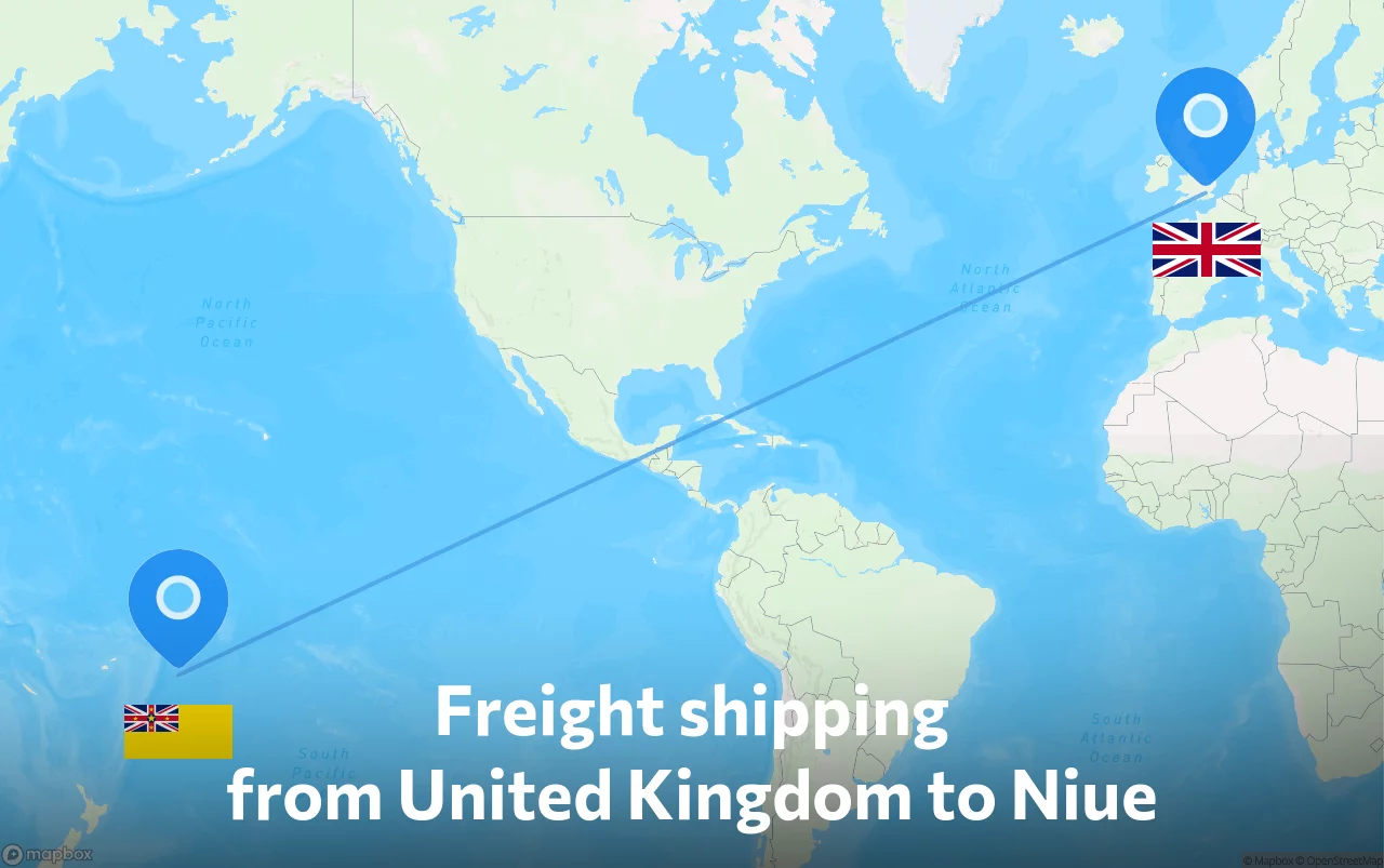 Shipping route from United Kingdom to Niue