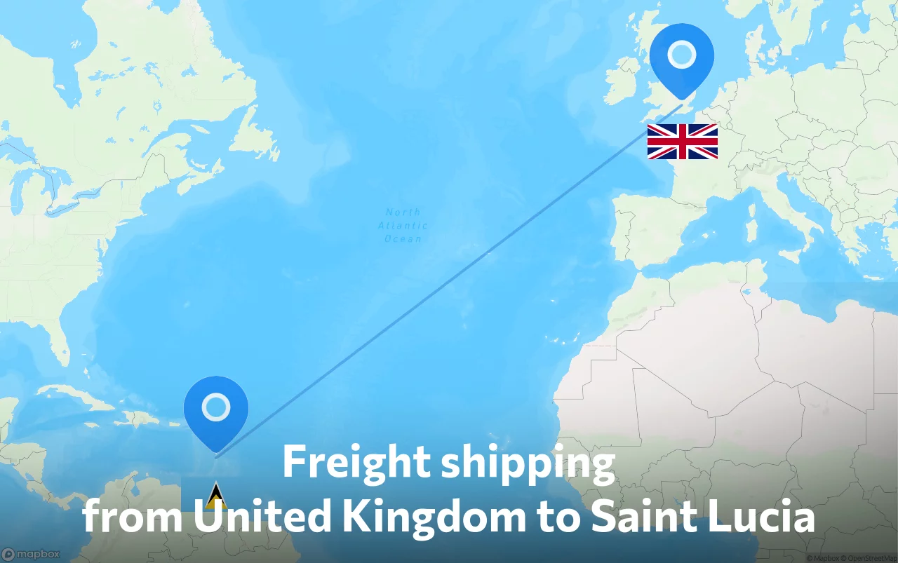 Shipping route from United Kingdom to Saint Lucia
