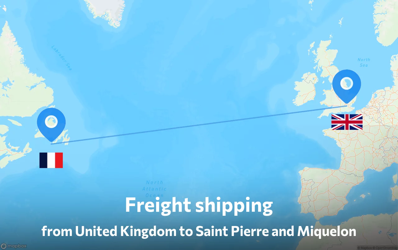 Shipping route from United Kingdom to Saint Pierre and Miquelon
