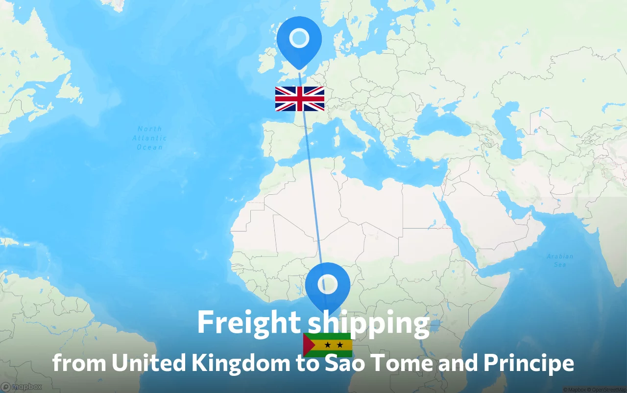 Shipping route from United Kingdom to Sao Tome and Principe