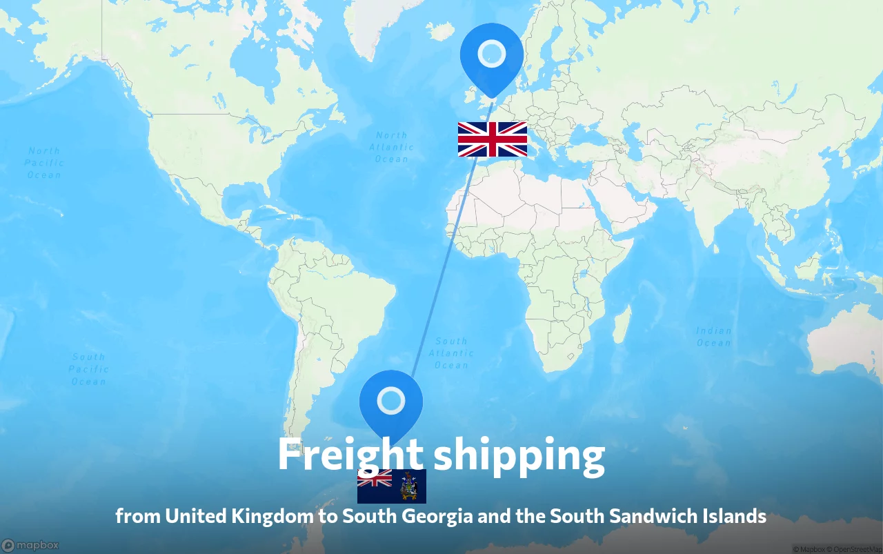 Shipping route from United Kingdom to South Georgia and the South Sandwich Islands