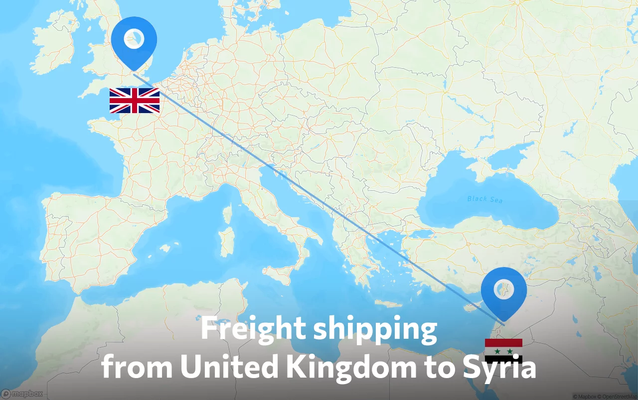 Shipping route from United Kingdom to Syria