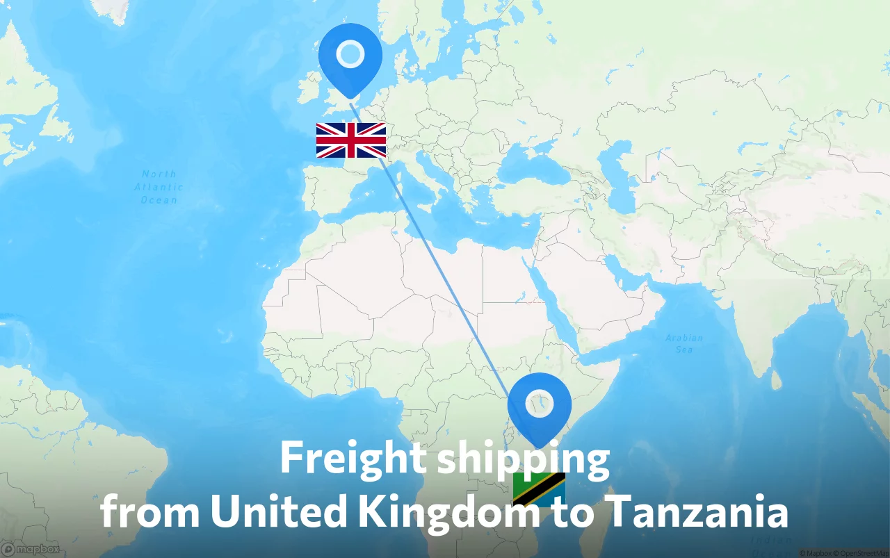 Shipping route from United Kingdom to Tanzania