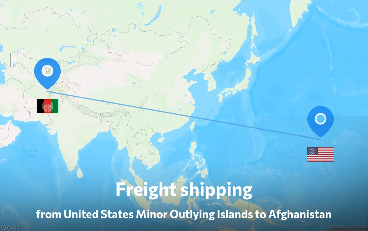Shipping route from United States Minor Outlying Islands to Afghanistan