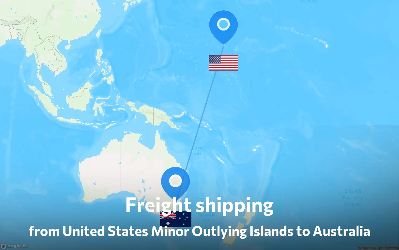 Shipping route from United States Minor Outlying Islands to Australia