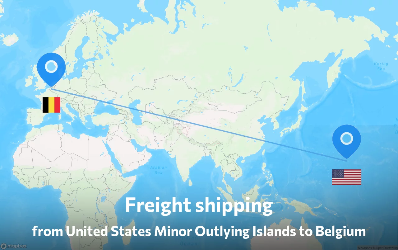 Shipping route from United States Minor Outlying Islands to Belgium