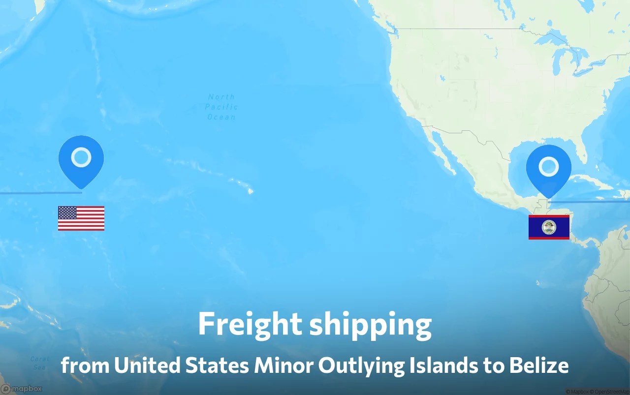 Shipping route from United States Minor Outlying Islands to Belize