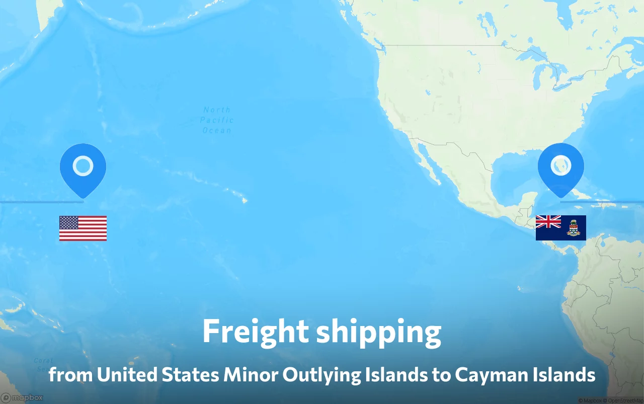 Shipping route from United States Minor Outlying Islands to Cayman Islands