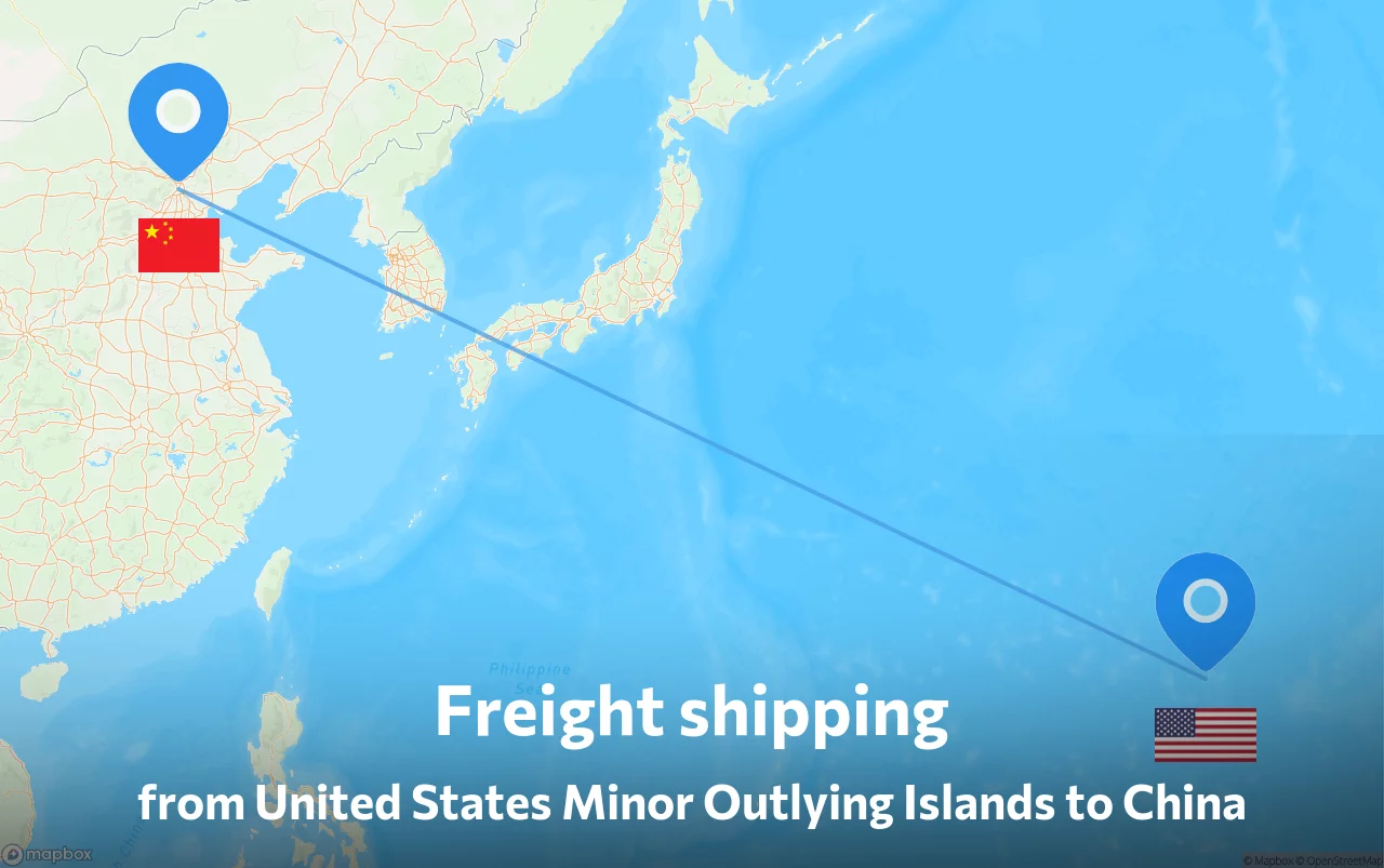 Shipping route from United States Minor Outlying Islands to China