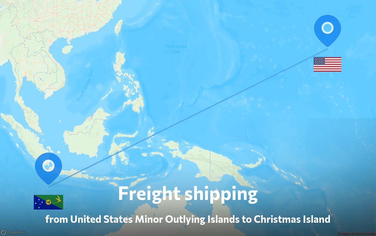 Shipping route from United States Minor Outlying Islands to Christmas Island