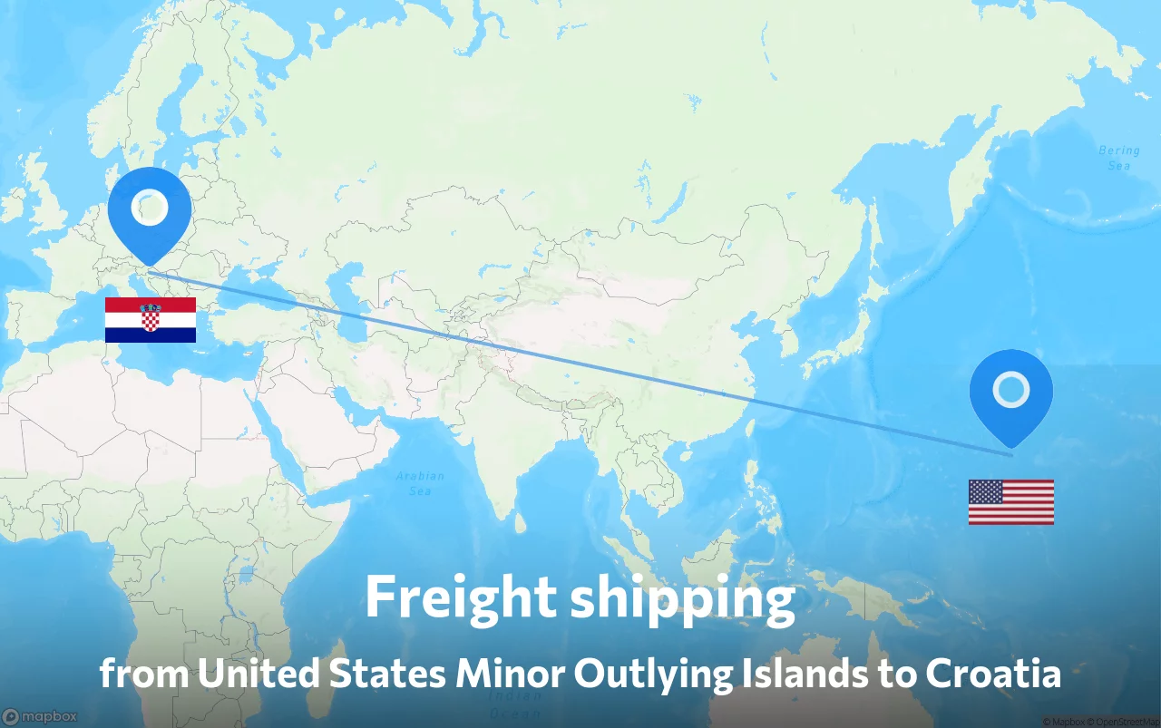 Shipping route from United States Minor Outlying Islands to Croatia
