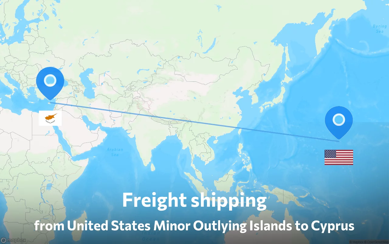 Shipping route from United States Minor Outlying Islands to Cyprus