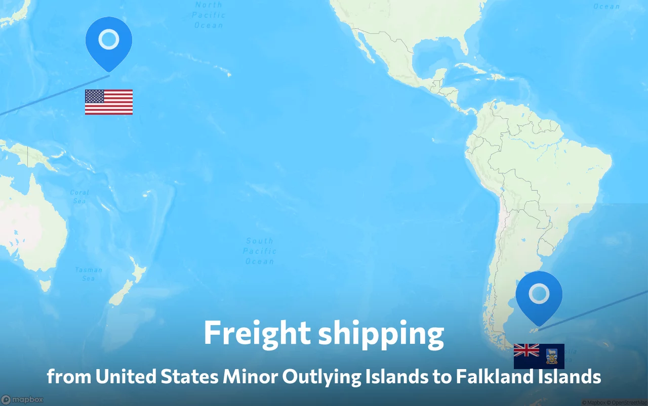 Shipping route from United States Minor Outlying Islands to Falkland Islands