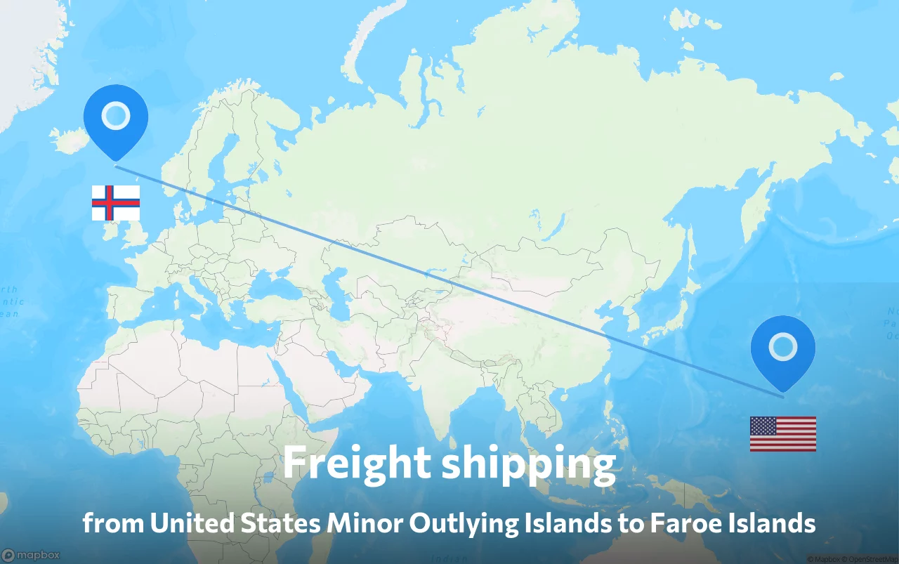 Shipping route from United States Minor Outlying Islands to Faroe Islands