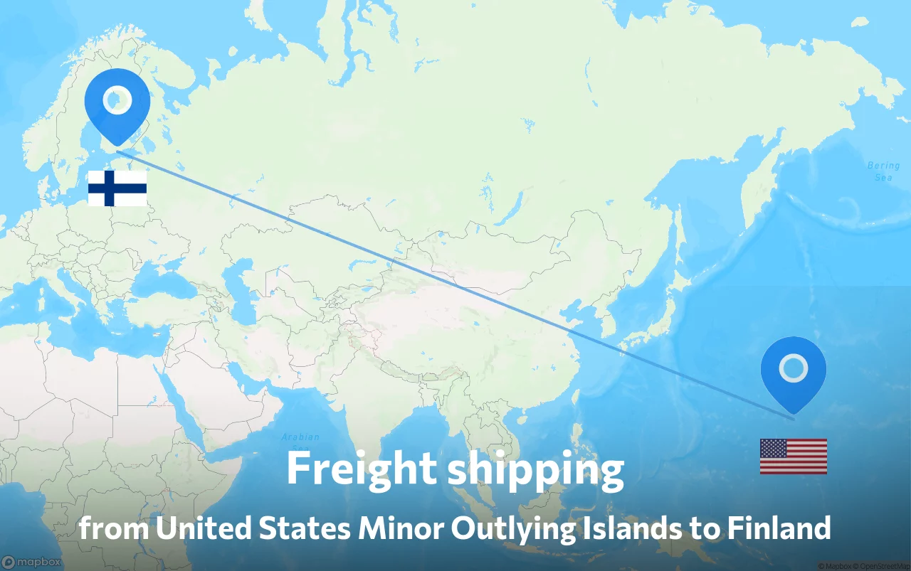Shipping route from United States Minor Outlying Islands to Finland