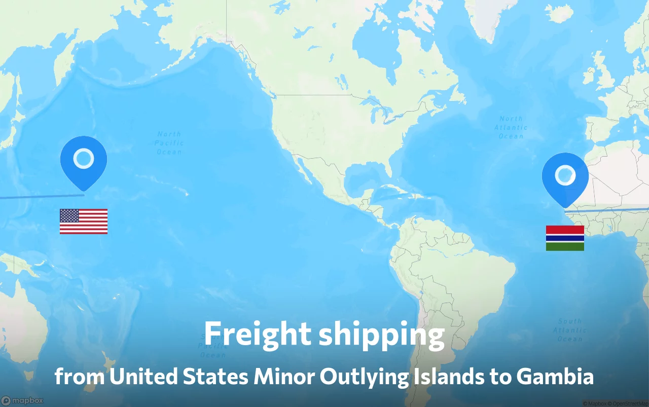 Shipping route from United States Minor Outlying Islands to Gambia