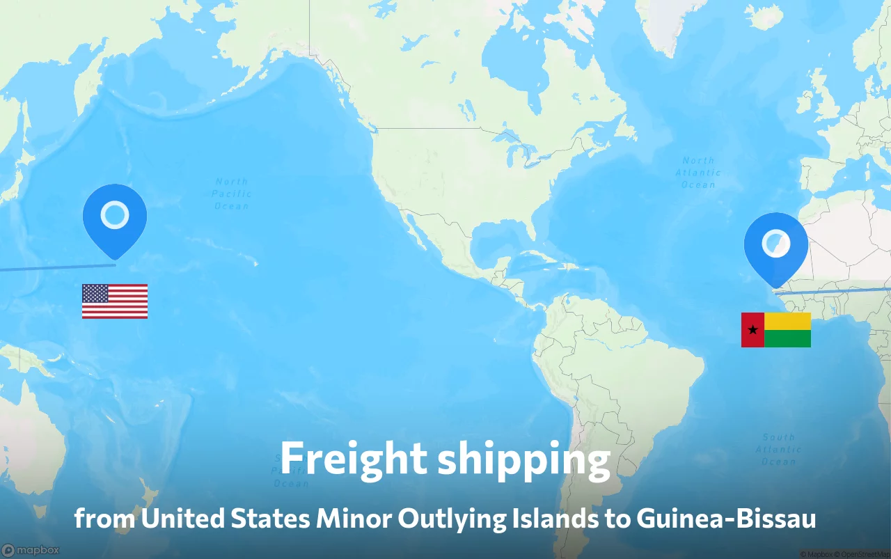 Shipping route from United States Minor Outlying Islands to Guinea-Bissau