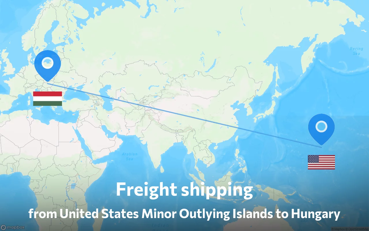 Shipping route from United States Minor Outlying Islands to Hungary