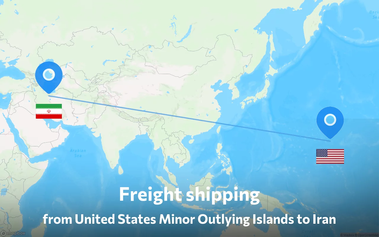Shipping route from United States Minor Outlying Islands to Iran