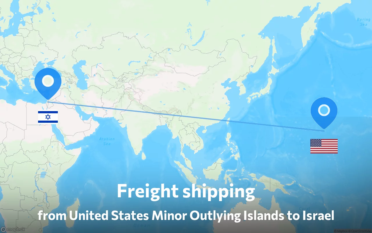 Shipping route from United States Minor Outlying Islands to Israel
