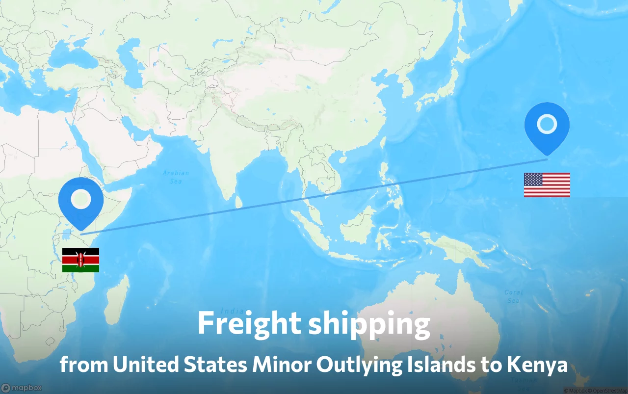 Shipping route from United States Minor Outlying Islands to Kenya