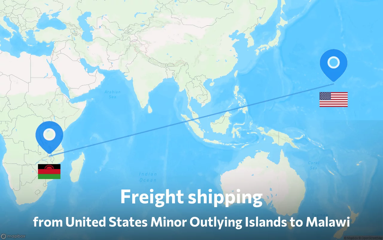Shipping route from United States Minor Outlying Islands to Malawi