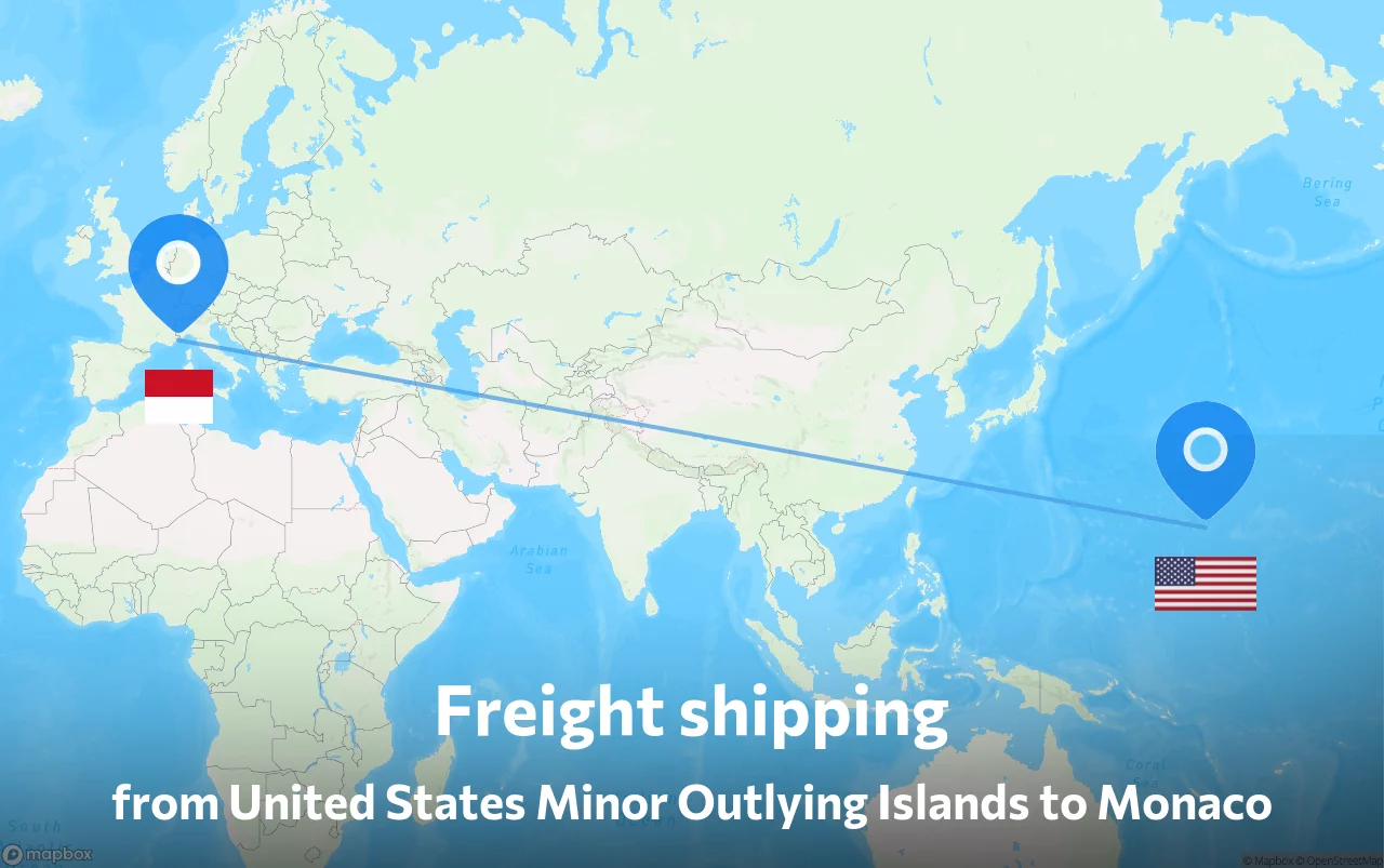 Shipping route from United States Minor Outlying Islands to Monaco